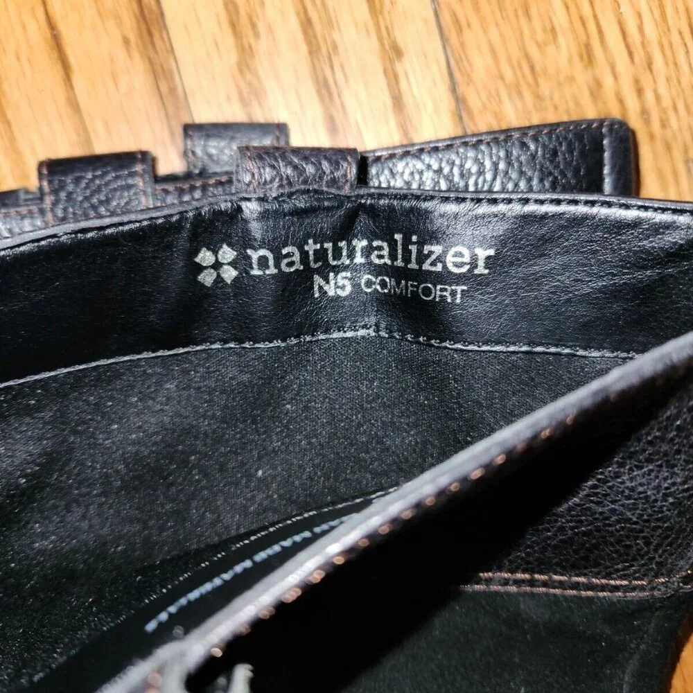 Naturalizer Boots Black Leather Tall Classic Dandy N5 Comfort Women's Sz 7.5 W - Picture 3 of 9